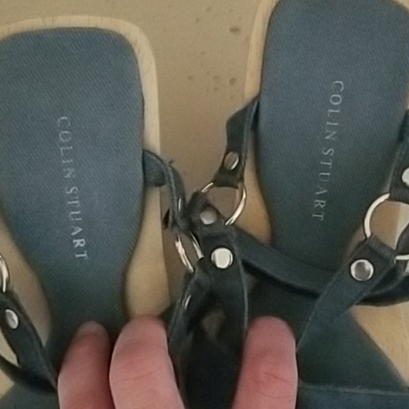 Colin Stuart wood & denim "Block" Heels - Picture 6 of 10